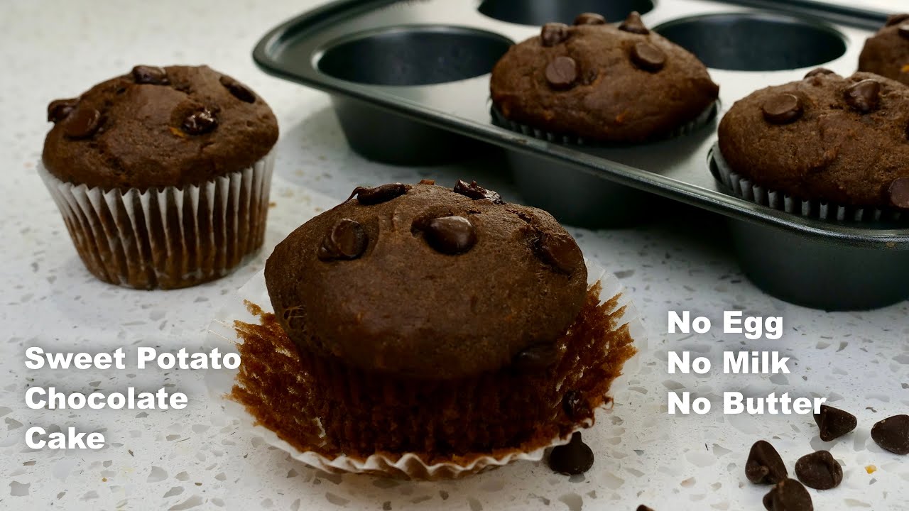 Super Moist Sweet Potato Chocolate Cupcakes | No Egg No Milk No Butter Cupcakes