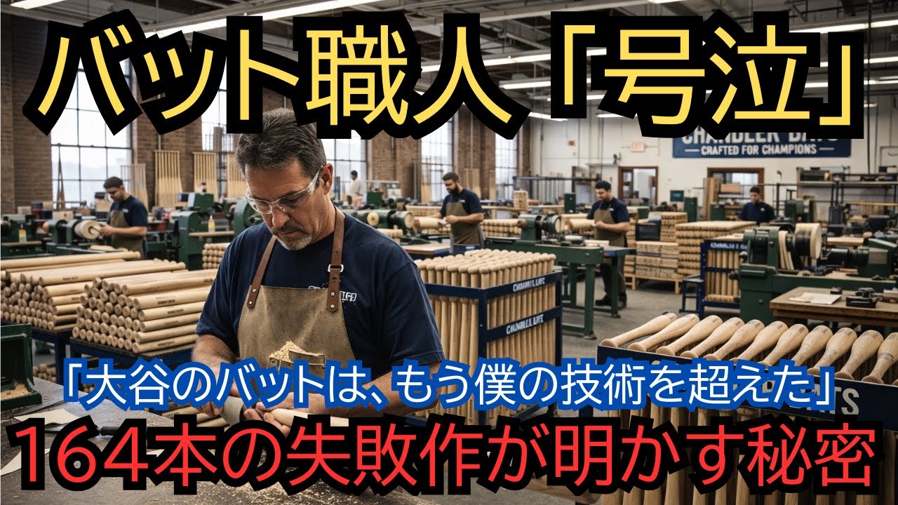 【号泣】「このバット、もう作れません」チャンドラー工場。「彼のバットは、もう僕の技術を超えた」。工場の地下倉庫に保管されていた164本の失敗作が明かす、50-50達成の木の秘密に全米の職人が涙した理由