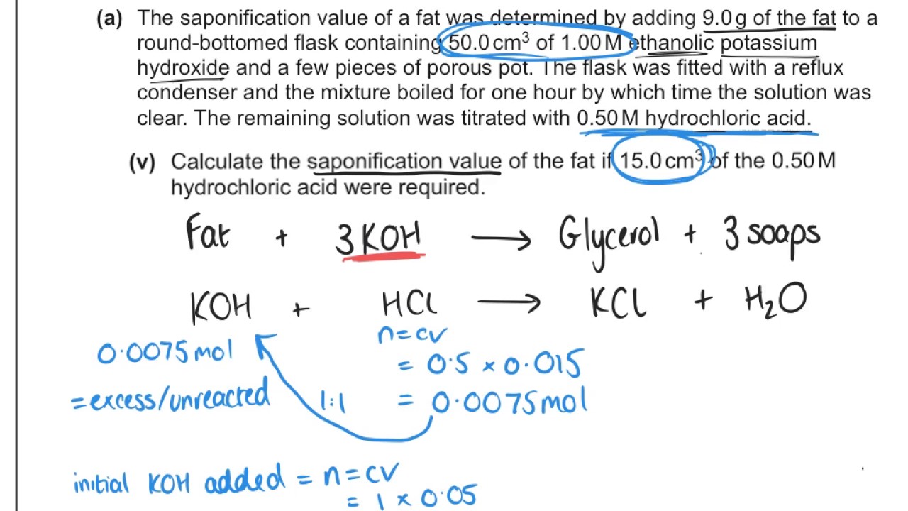 A2-1 May 2016 Q15a(v) - Saponification Values