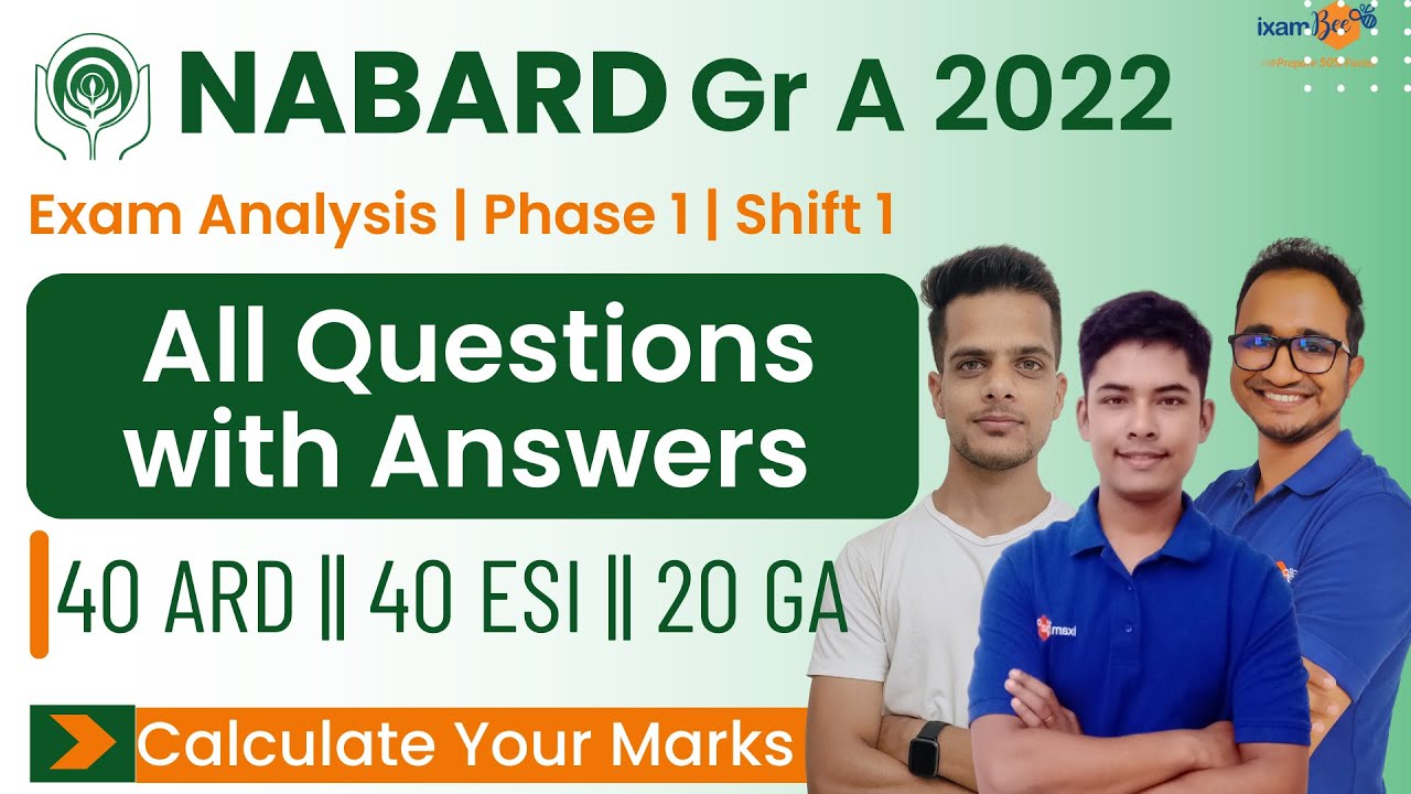 NABARD Gr A 2022  Phase 1 Shift 1| Merit Sections Complete questions with answers| By Kailash Tiwari