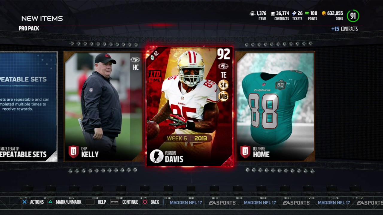 Madden 17 Ultimate Team - VERNON DAVISFirst LTD Flashback Pull Out The first Pro Pack Of The Day