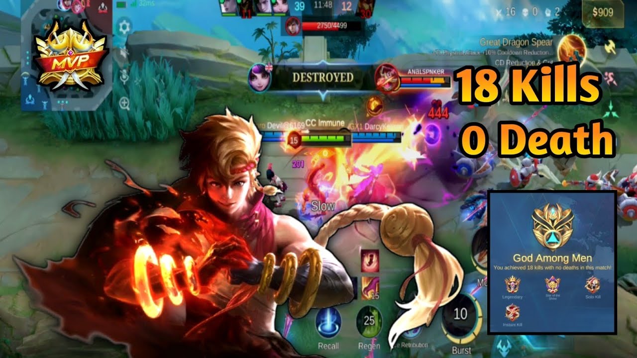 18 kill with 0 death || Yin MVP unstoppable || and trolling zhuxin 🤧....moba legends 5v5 gameplay 