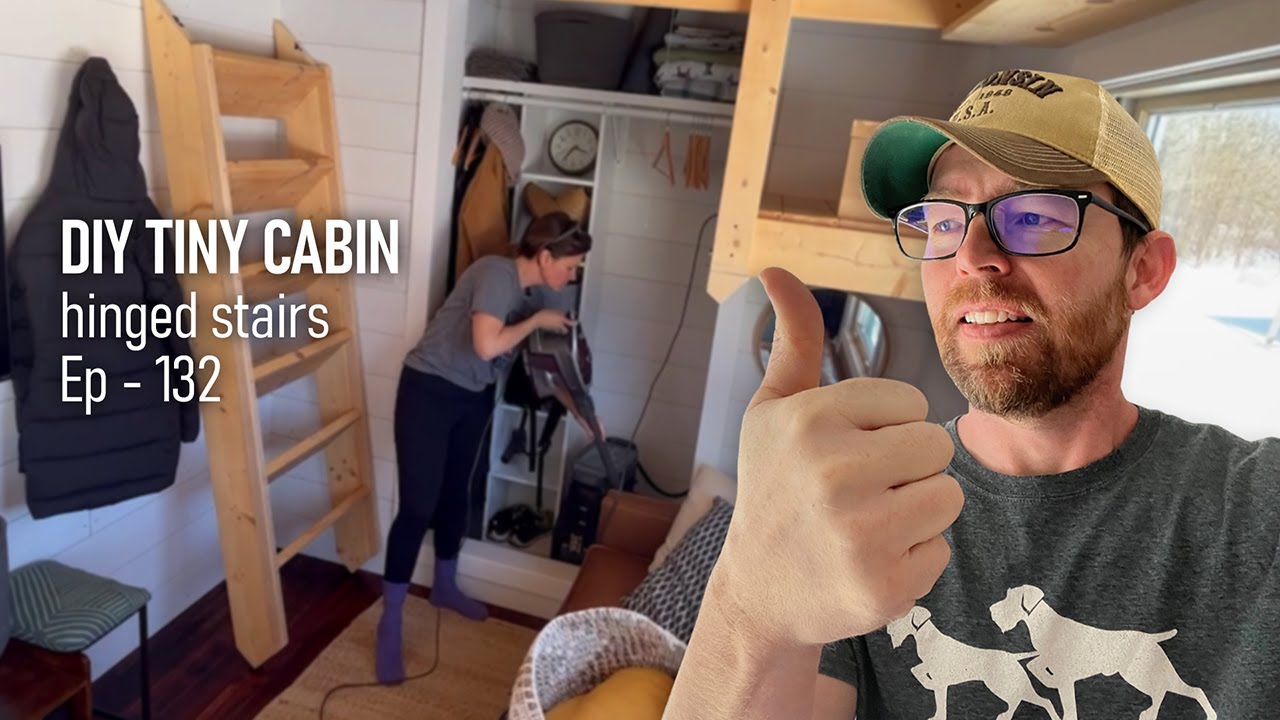Tiny Cabin Hinged Stairway Closet Access