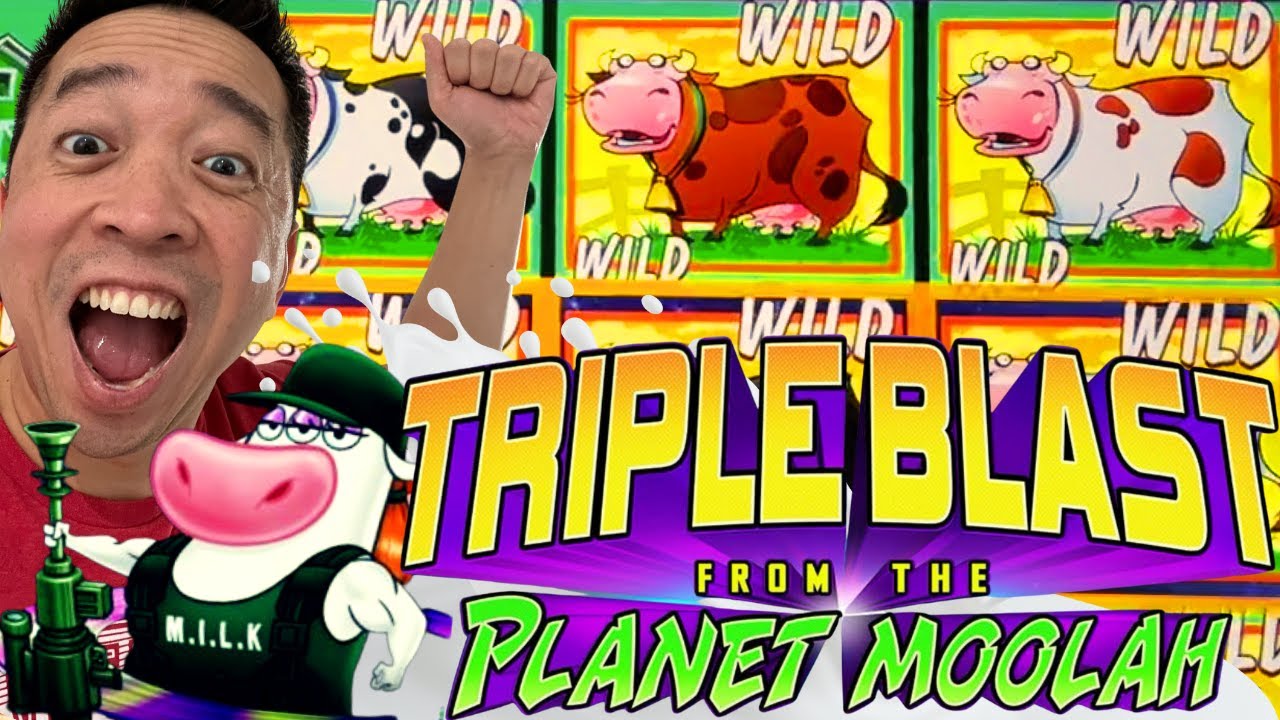 MAJOR MILK TO THE RESCUE! $$$ TRIPLE BLAST FROM THE PLANET MOOLAH Slot Machine (L&W)