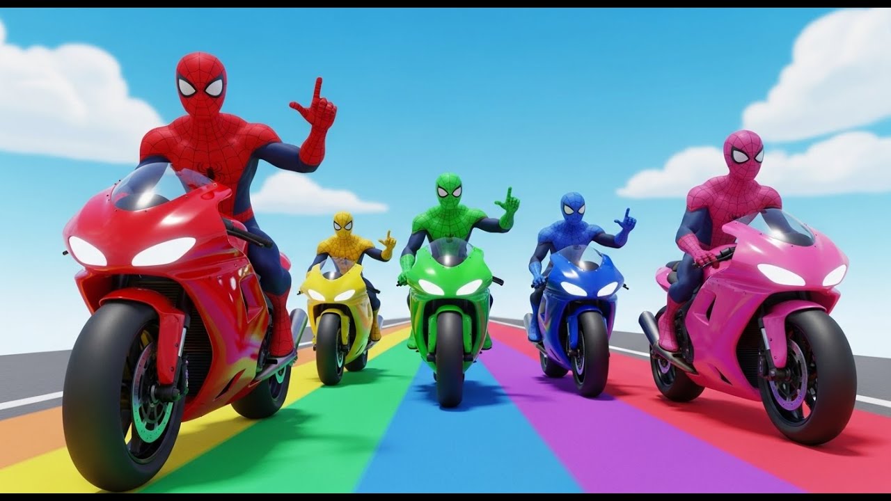 SPIDER-MAN rides on Motorcycle 🏍️ | Funny Stunts Compilation | Epic GTA Superheroes Race #shorts