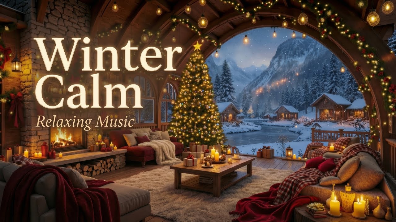Winter Cabin Ambience ❄️ Crackling Fireplace Sounds for Deep Sleep & Calm