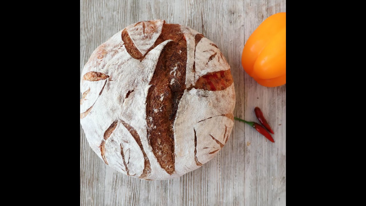 Roasted Red Bell Pepper and Red chili sourdough