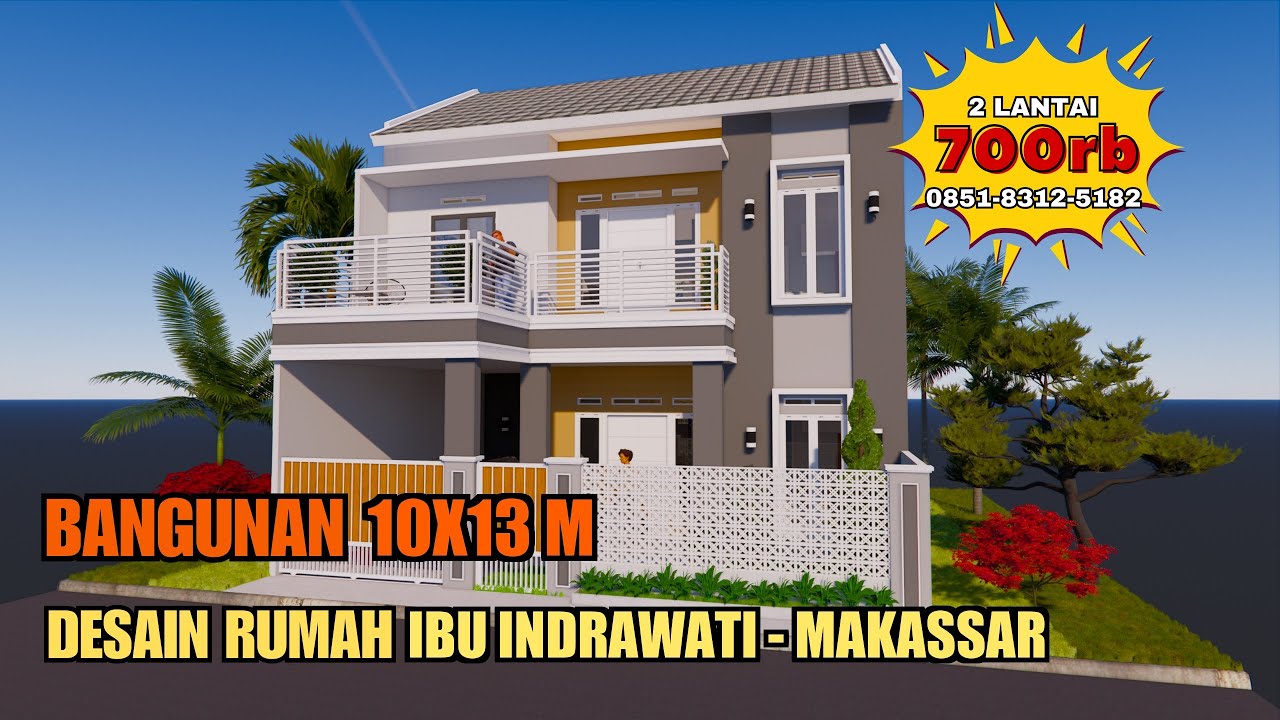 Desain Rumah UK 10X13 M 2 Lantai | Jasa Desain Rumah Ibu Indrawati, Makassar