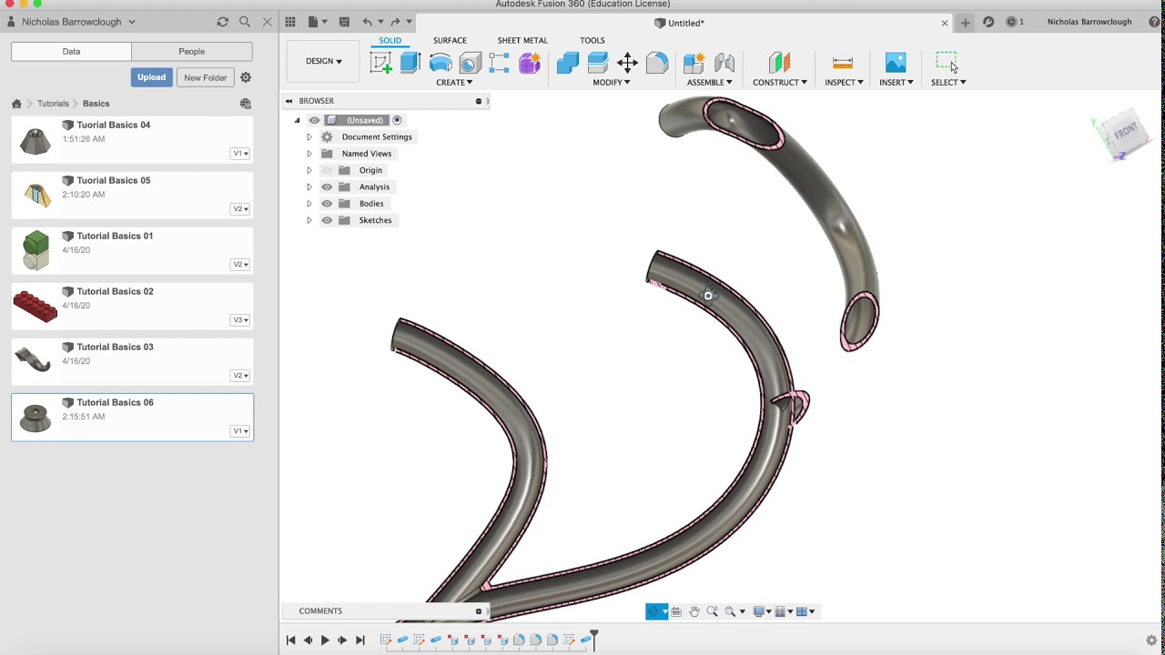 Основы Fusion 360 — инструмент «Труба» (урок 08)