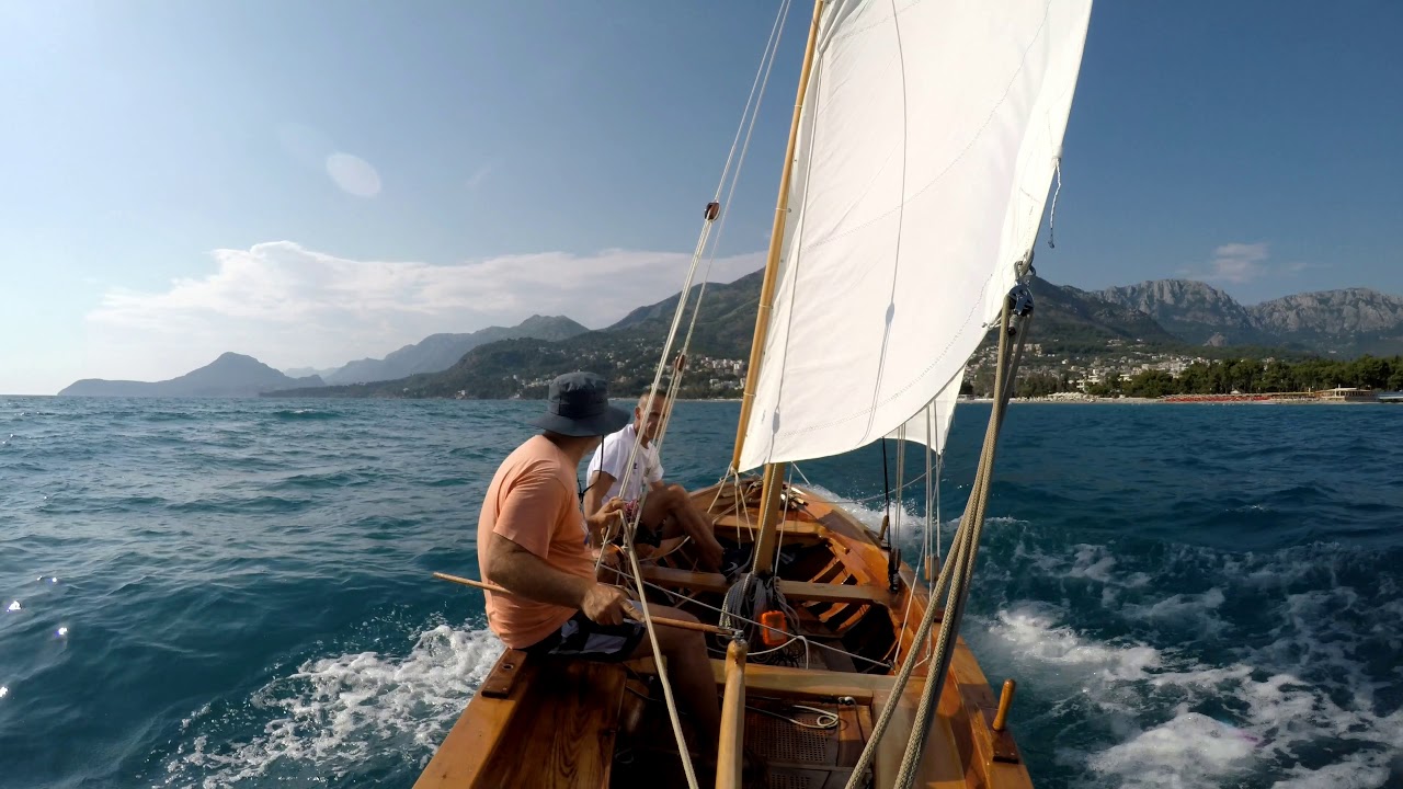Lateen sail wooden boat Montenegro