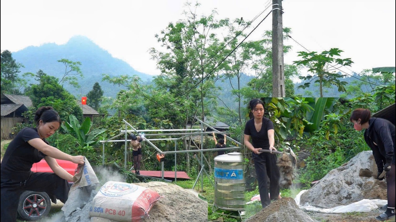 The girl erected the steel frame for the new repair shop and prepared to lay the concrete floor.