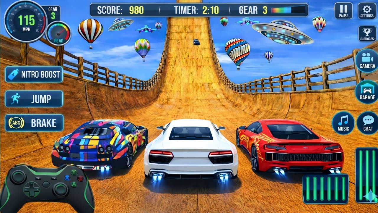 TRIPLE CAR JUMP! 🚗💥 Epic Race vs UFOs on Impossible Sky Ramp | GT Car Stunt Master 3D Pro Stunts #52