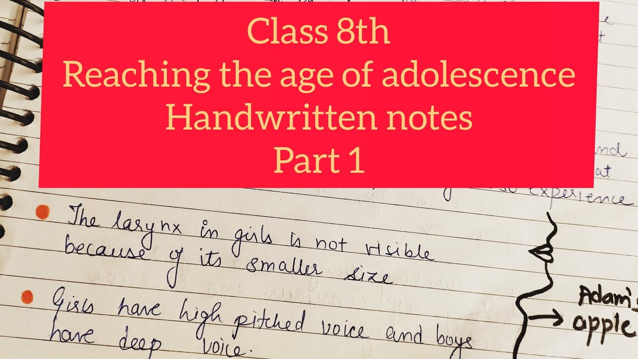 Class 8th science |chapter 10 |Reaching the age of adolescence. |Handwritten notes (part 1) 