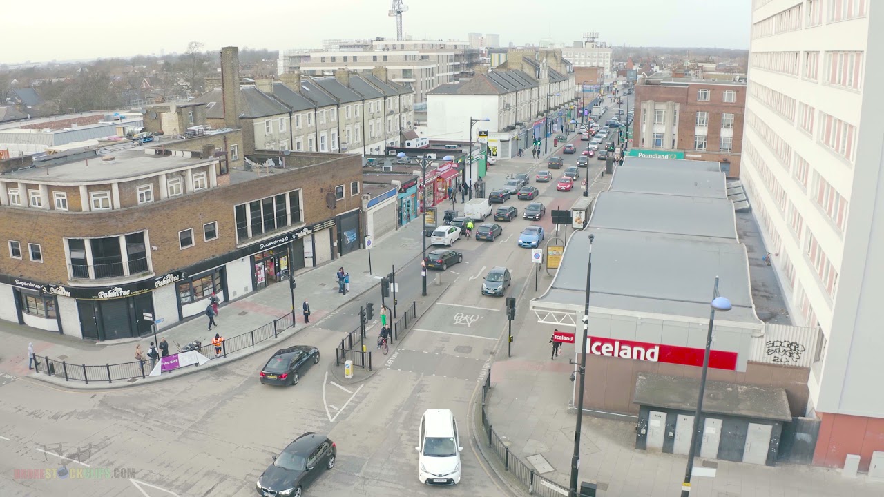 DRONE VIEW OF FOREST GATE CITYSCAPE, EAST LONDON, UK