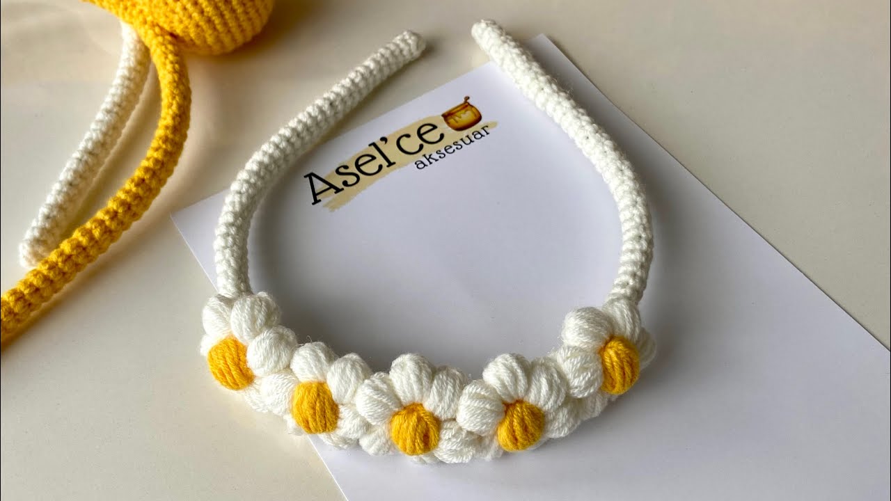 Papatyalı taç ( daisy crown) tarifi/ örgü toka tarifi /hairclips #handmade