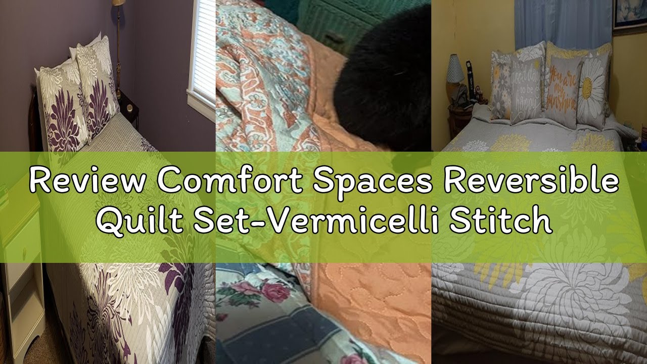 Review Comfort Spaces Reversible Quilt Set-Vermicelli Stitching Design All Season, Lightweight, Cove