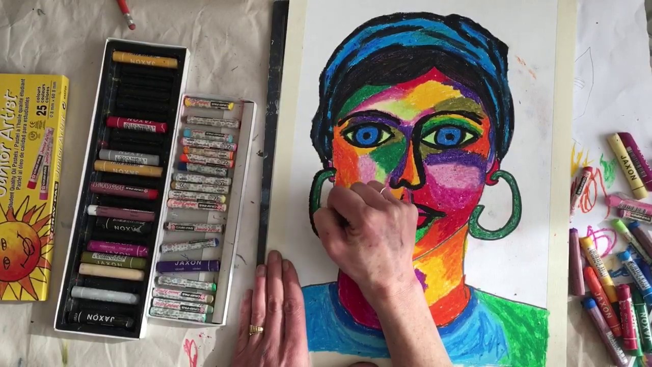 Jawlensky Portrait Drawing Tutorial in Oil Pastel
