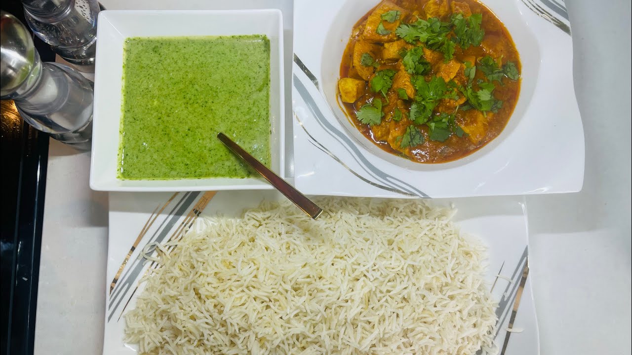 🍛 Butter Chicken with White Rice & Afghan Green Chutney