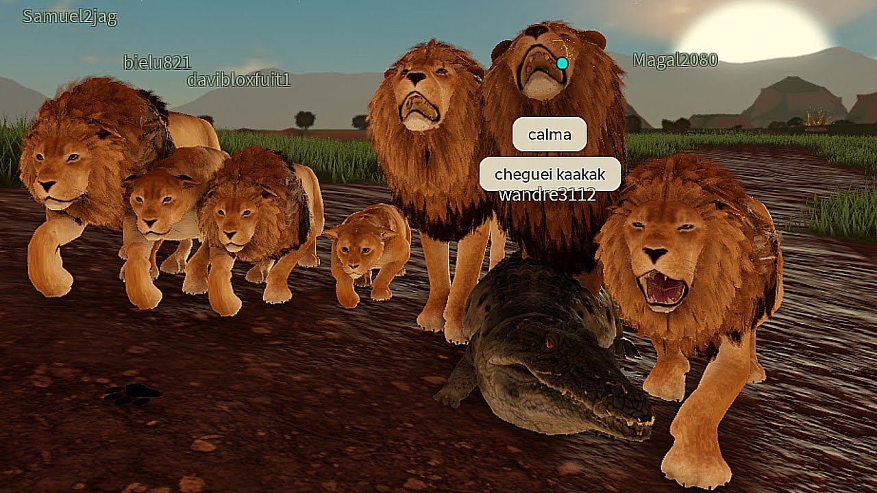 Família de LEÕES! Caçando ELEFANTE! De Filhote até Adulto! Savannah Life ROBLOX