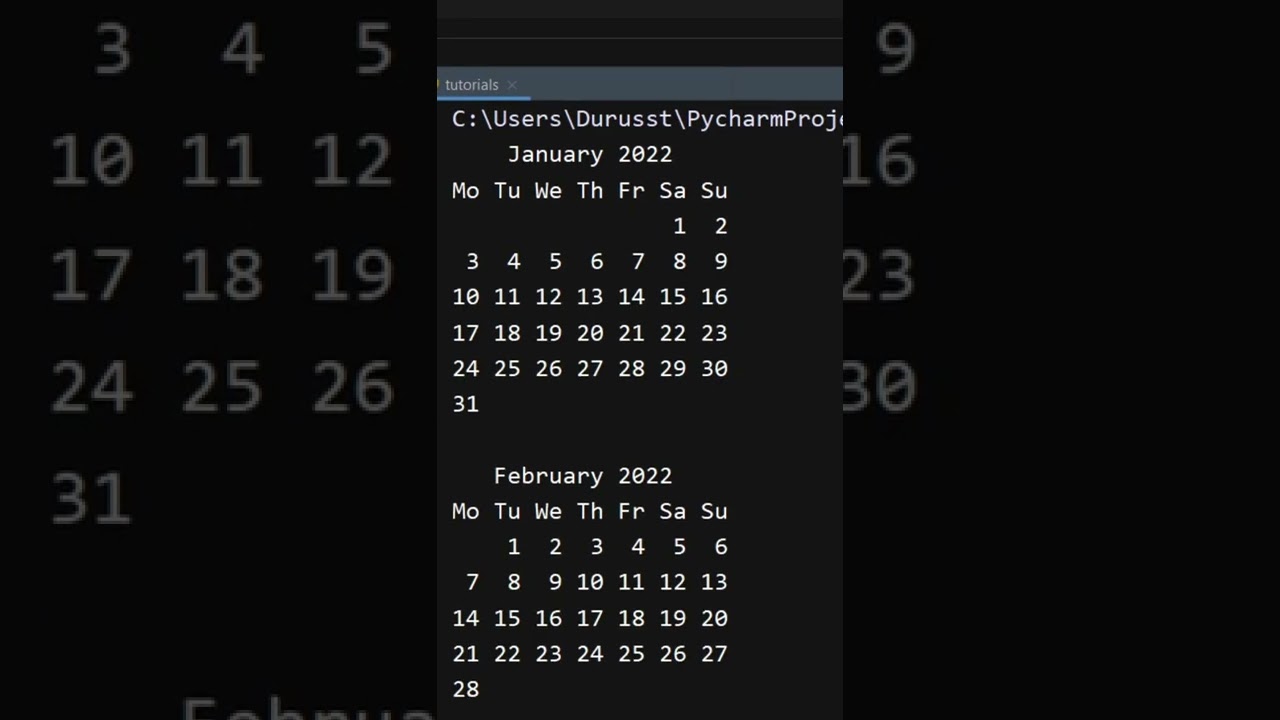 Make Calendar of Whole Year in Python