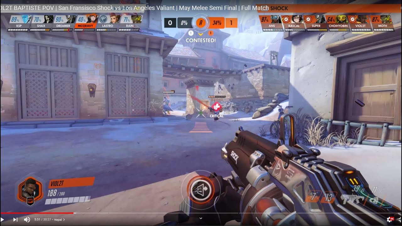 VIOL2T BAPTISTE POV | San Francisco Shock vs Los Angeles Valiant | May Melee Semi Final | Full Match