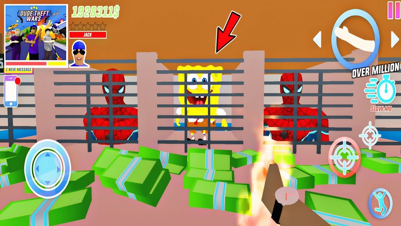 Jack New Characters Prisoners SpongeBob and Spider Man in dude theft wars gameplay