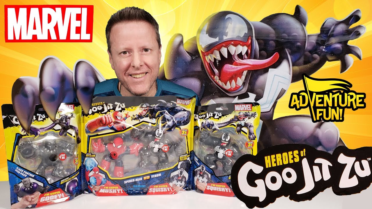 Marvel Heroes of Goo Jit Zu Venom, Black Panther & Spider-Man vs Venom Adventure Fun Toy review!