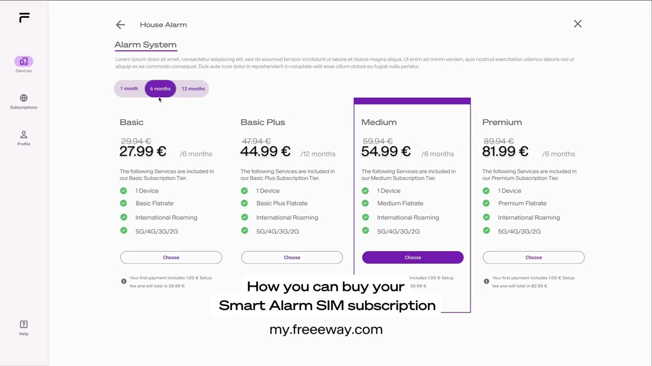 Smart Alarm SIM Subscriptions with IoT Connectivity [freeeway.com]