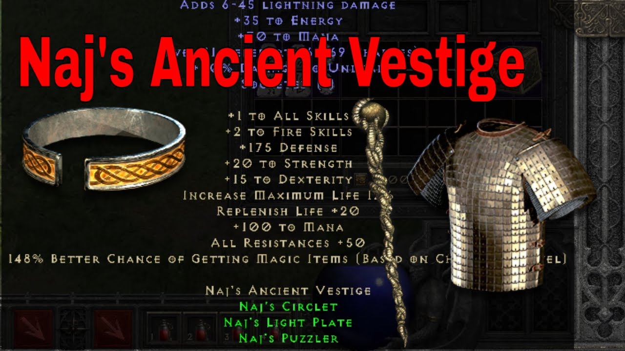 D2R Upgraded Sets - Naj's Ancient Vestige (3 Piece Set)