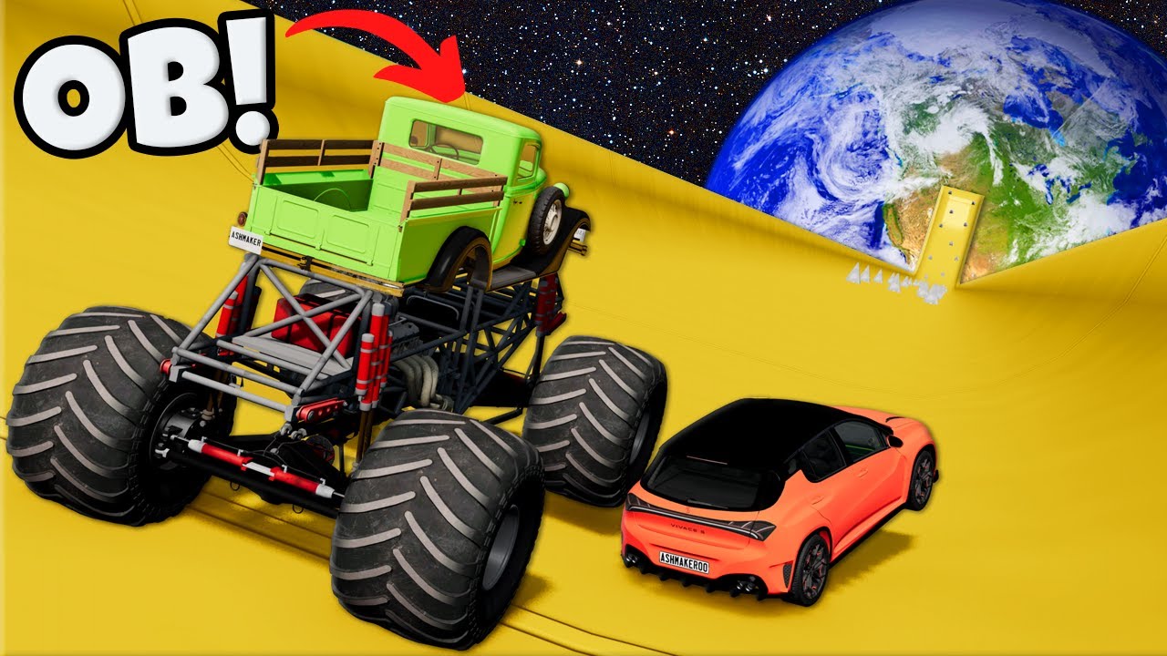 We Used GIANT RAMPS to Jump Cars Over PLANETS in BeamNG Drive Mods!
