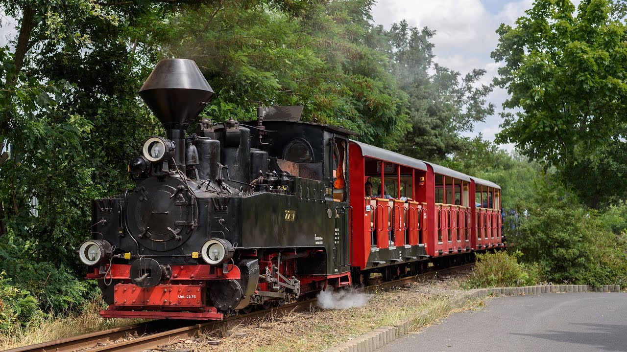 Parowóz HF 99 0001 oraz spalinowy zespół trakcyjny ICE - Parkeisenbahn Cottbus 2023.07.22