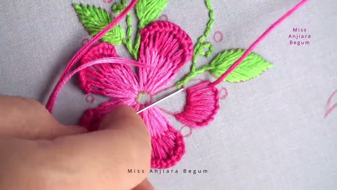 Embroidery Art: Mini Flower Design Tutorial | Miss Anjiara Begum