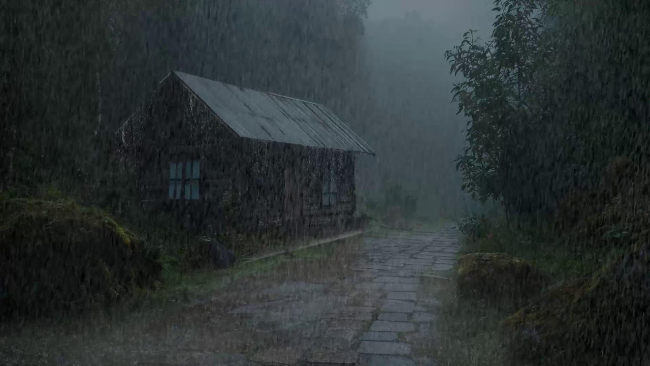 Find Inner Peace 🌙 Heavy Rain on Tin Roof in Quiet Village for Deep Sleep & Relaxation 💫