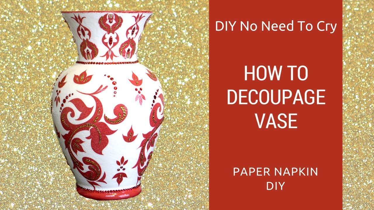 DIY Decoupage Damask Vase With Rhinestones For My Mom/Decor Ideas (HD)