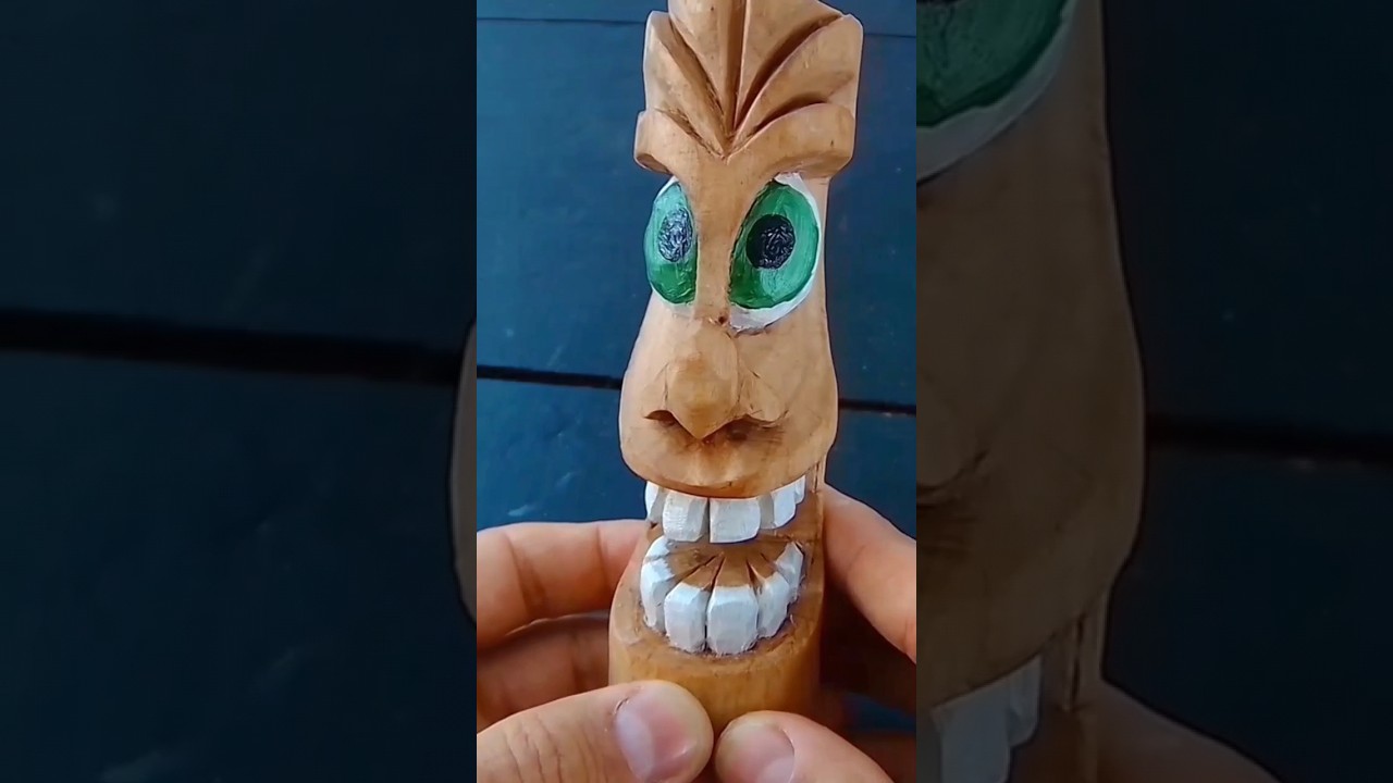 Carve a mini Tiki in Wood #woodcarving #tiki #art