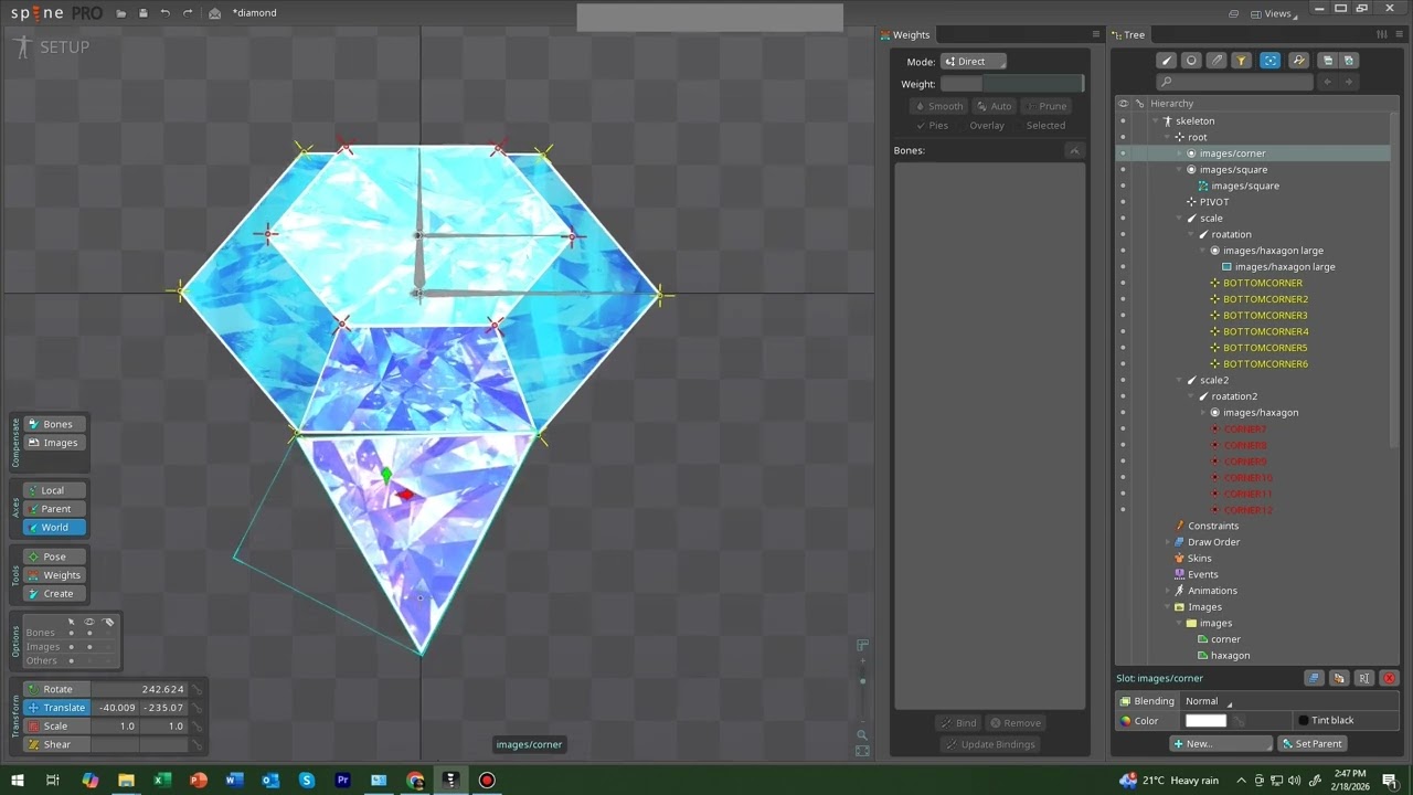 Diamond Rotation in Spine 2d