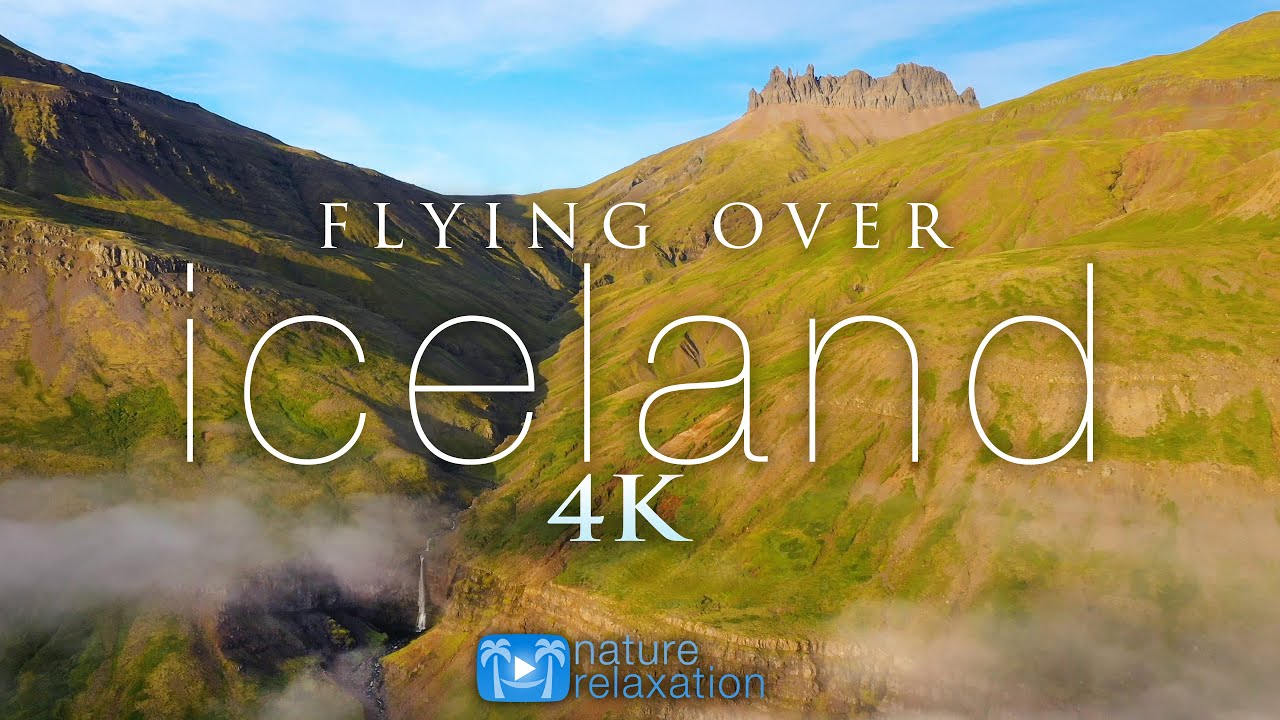 FLYING OVER ICELAND (4K) 1HR Ambient Drone Film + Music by Nature Relaxation&trade; for Stress Relief