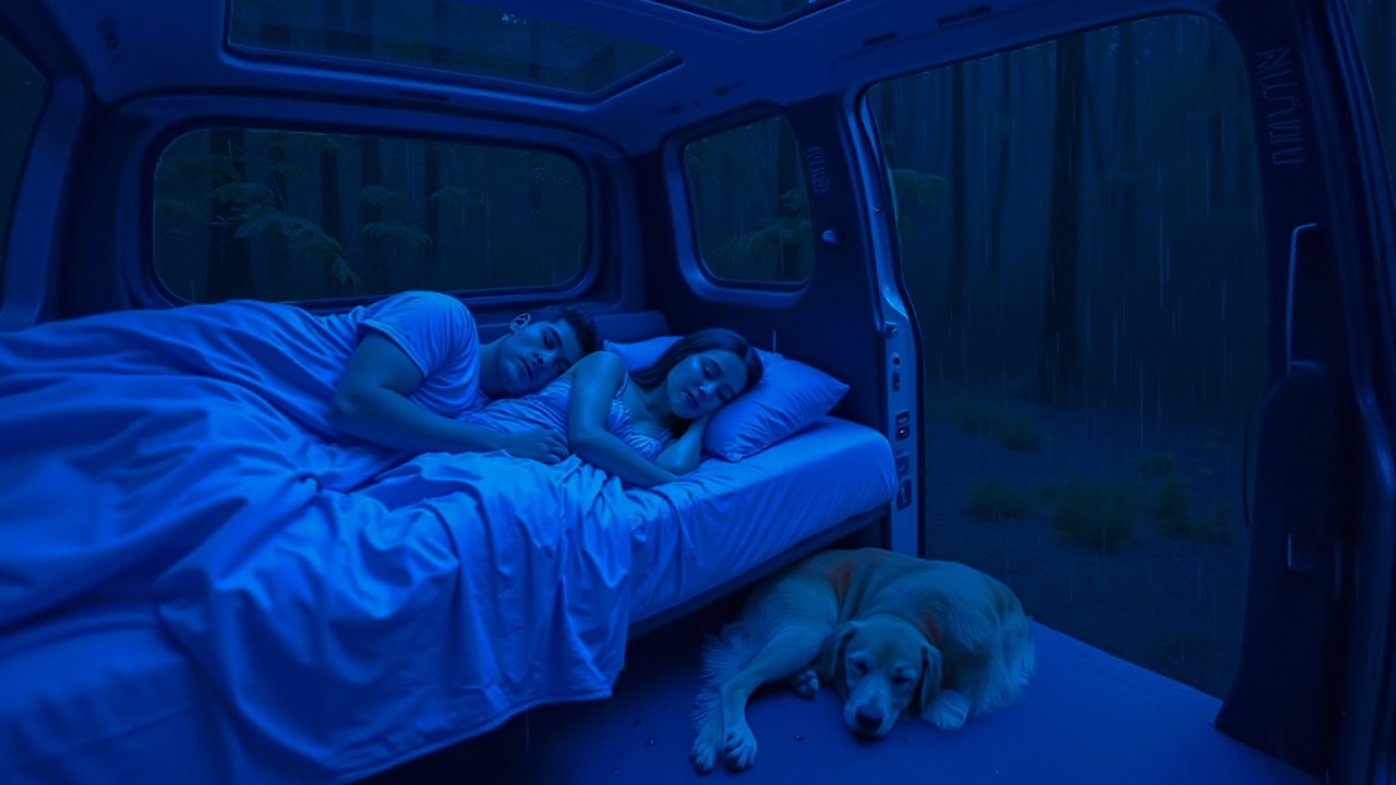 Deep Sleep in 5 Minutes with Heavy Rain on Car Roof at Night