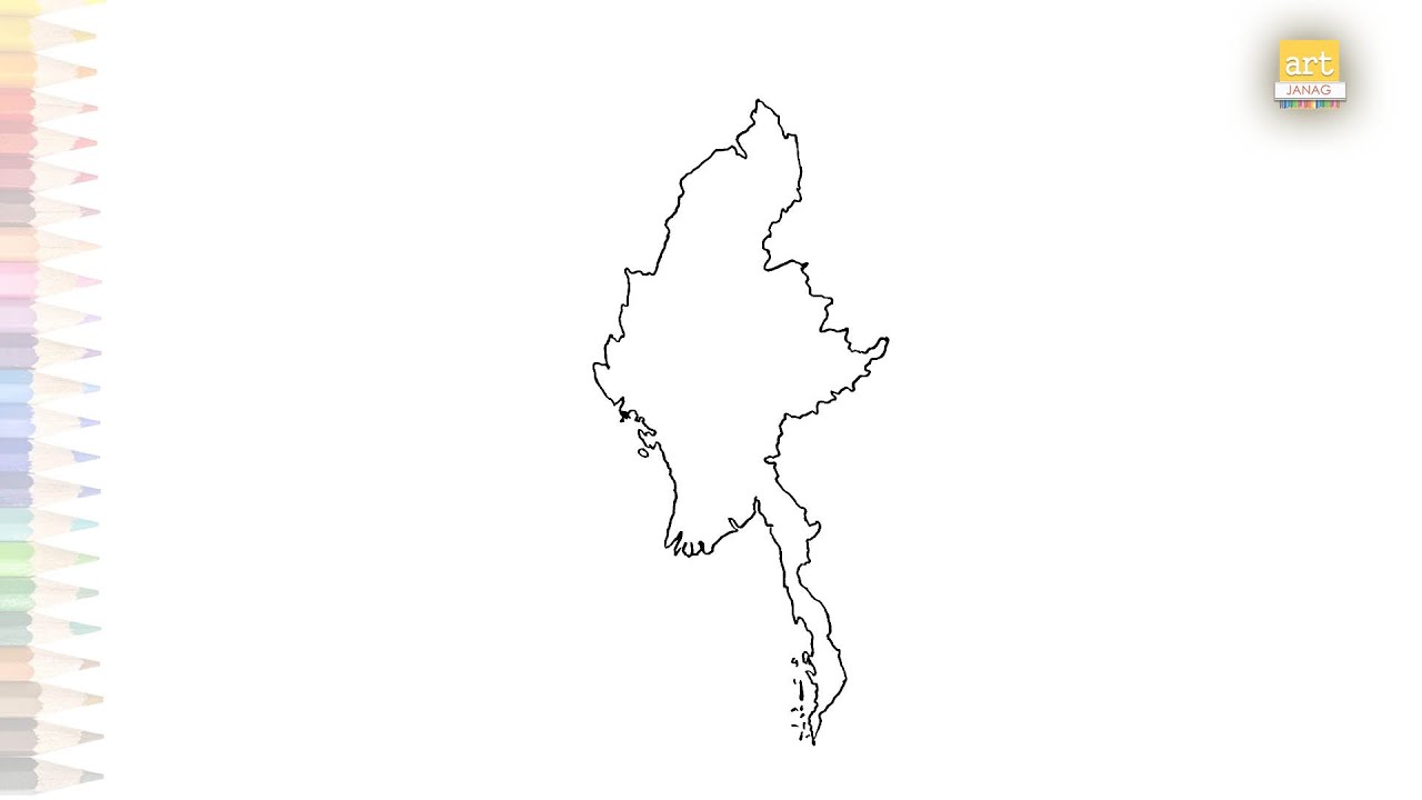 Burma Myanmar Map drawing | Outline drawings | How to draw Burma Myanmar Map step by step #artjanag