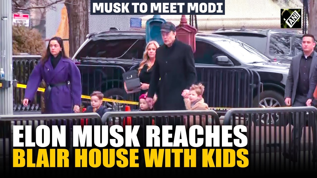 Elon Musk reaches Blair House with kids to meet PM Modi | Musk to meet PM Modi