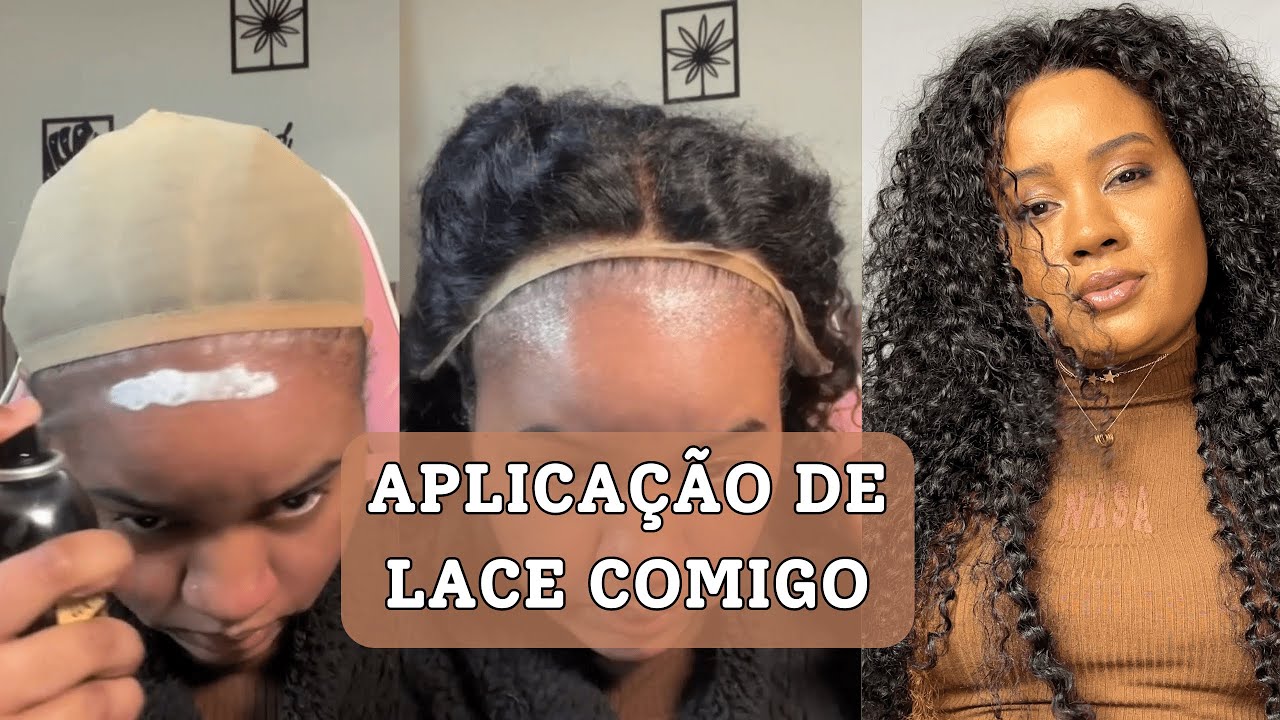 INSTALAÇÃO DE PERUCA I APLICANDO LACE PASSO A PASSO I LACE DE CABELO HUMANO CACHEADA