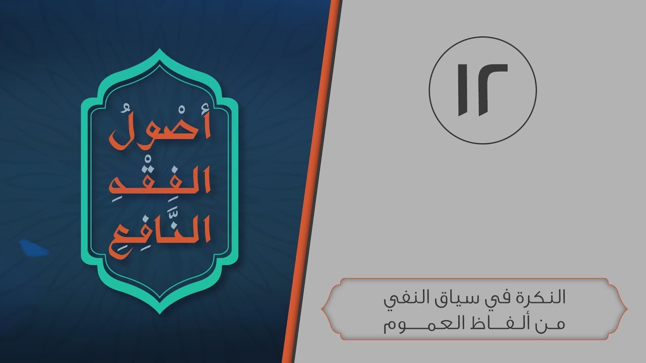 أصول الفقه النافع | الحلقة 12 | النكرة في سياق النفي من ألفاظ العموم
