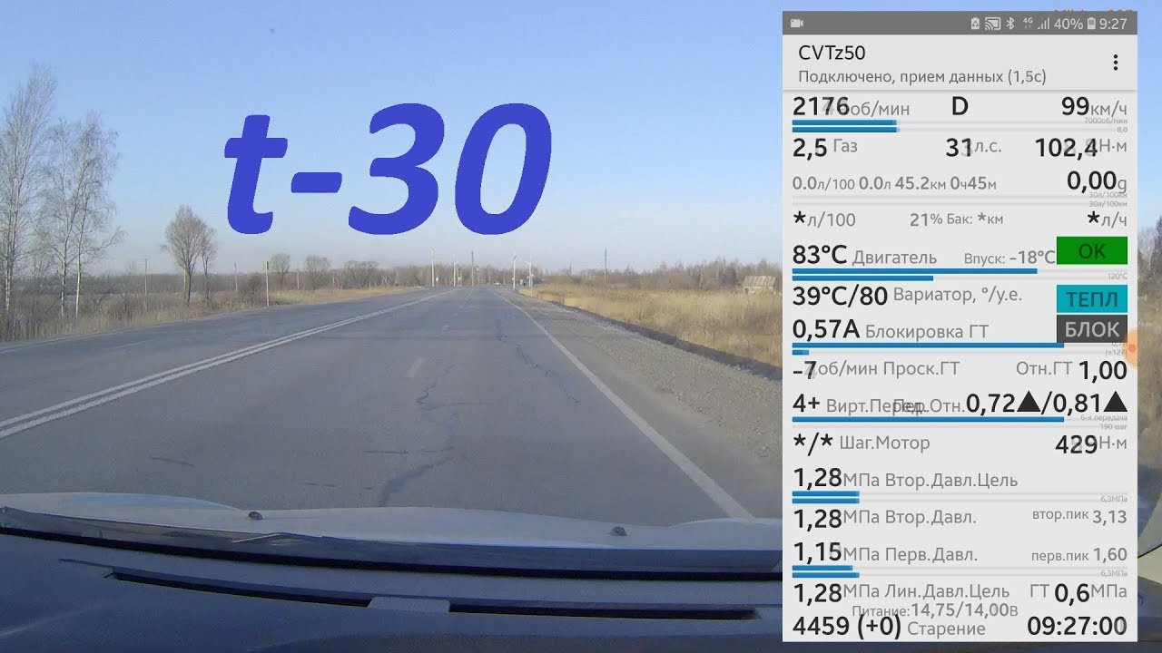 Двигатель и вариатор в -30 по трассе. Каптурыч 1.6 CVT