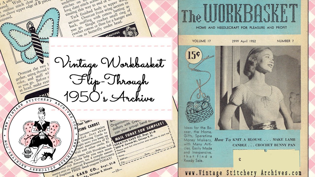 WorkBasket April 1952 | Vintage Crochet Patterns Flip Through | Crochet  Bunny Pan Holder