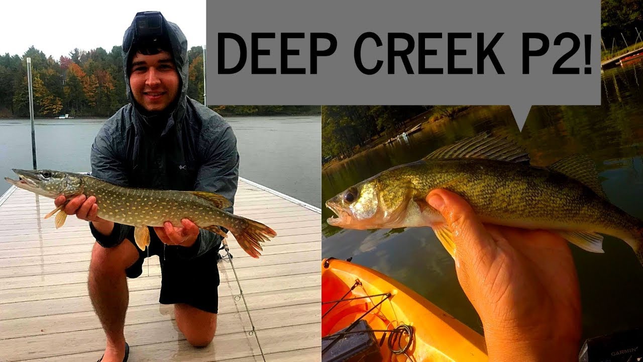 Fishing DEEP CREEK LAKE, MD PART 2! WALLEYE, SMALLMOUTH, AIRBORNE PICKEREL!