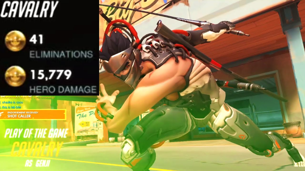 CAVALRY TOP 500 GENJI! 41 ELIMS! POTG! [ OVERWATCH SEASON 22 TOP 500 ]