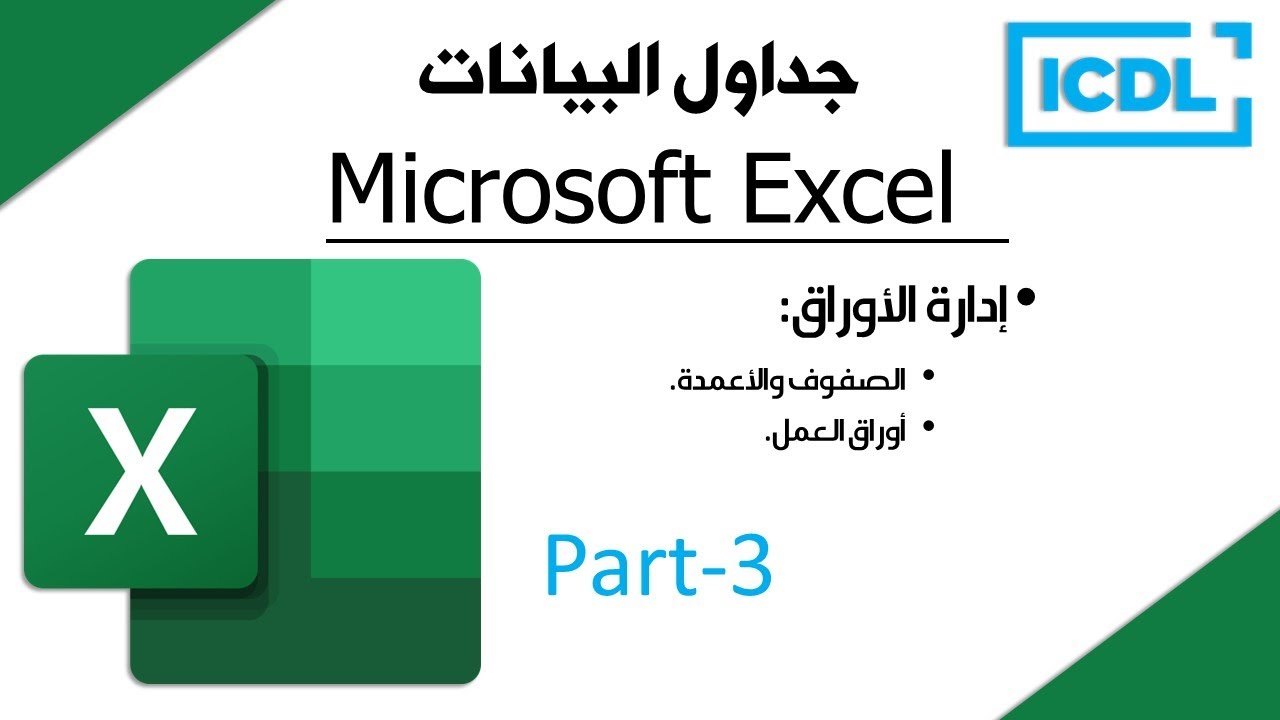 ICDL | شرح برنامج الجداول الالكترونية Excel | الجزء3 | ادارة الاوراق | 2026