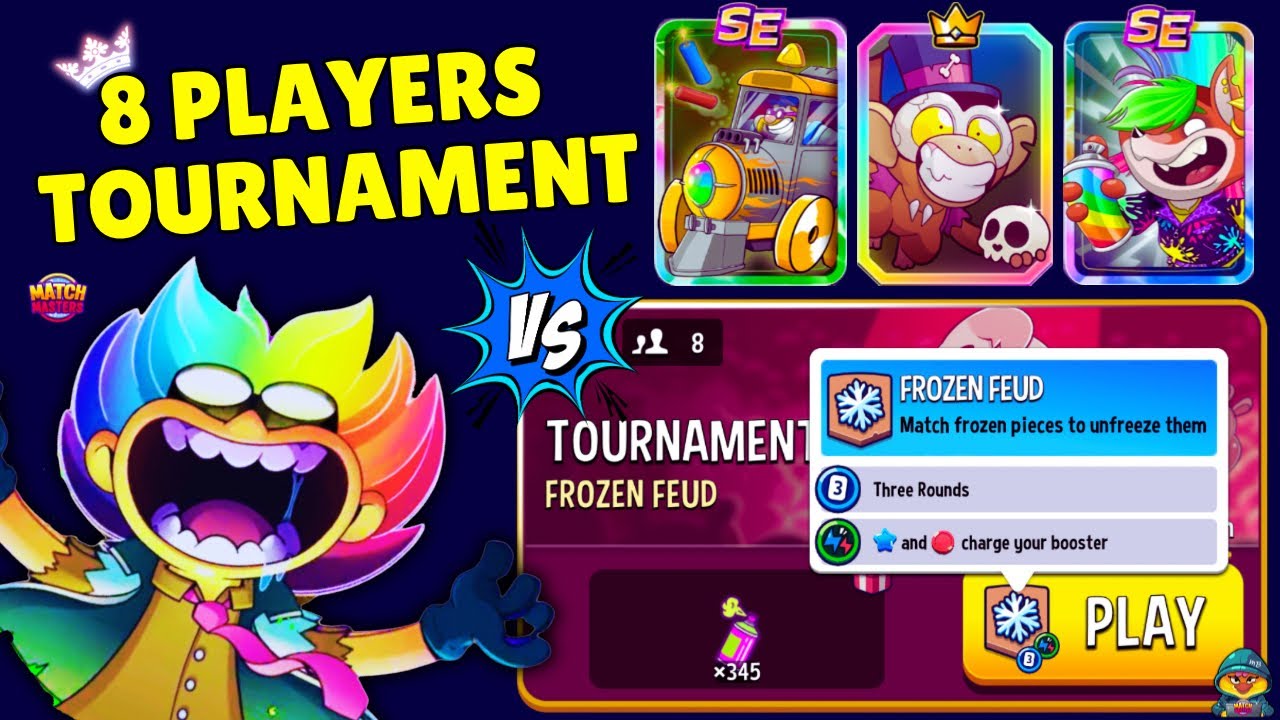 TOURNAMENT! 8 players Frozen Feud + Shared Energy + Sprint | Match Masters