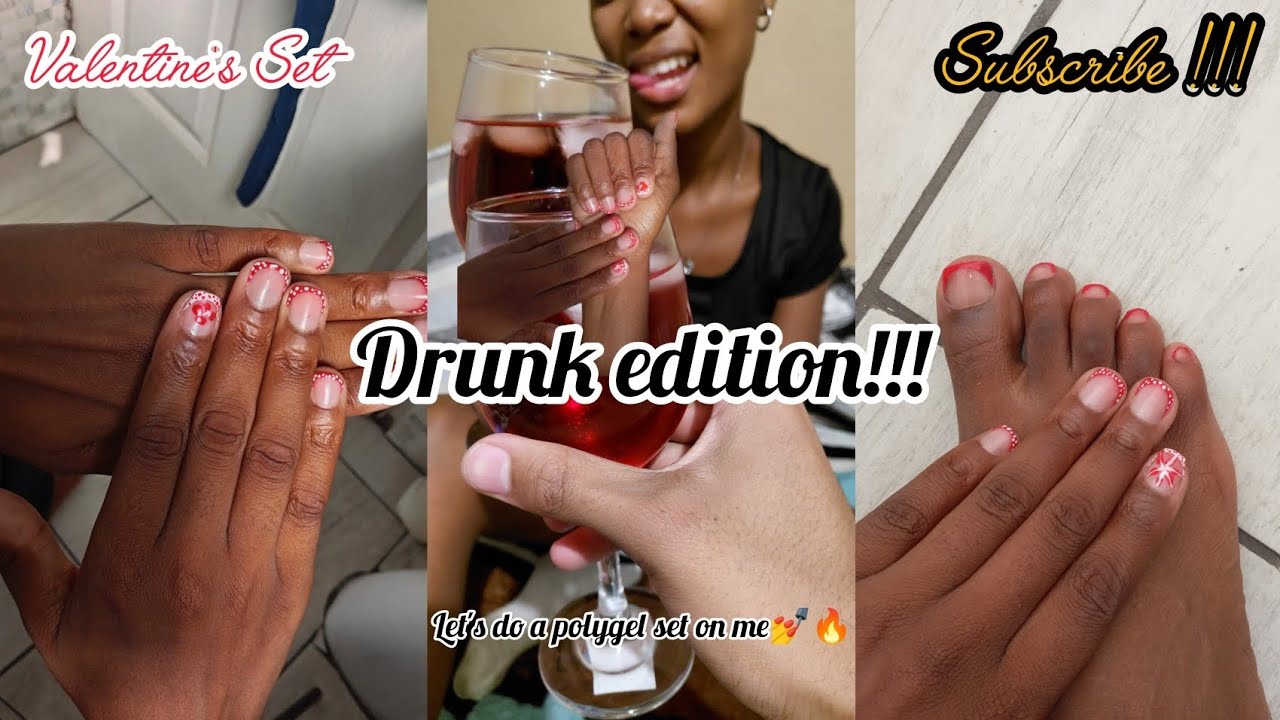 Soft Girl Nails but Make It Drunk 💅🏽🍷”.            #valentinesnails 
