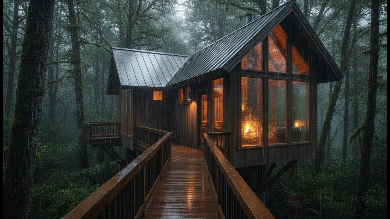 Rain Sound ASMR Relaxing Deep Sleep, Study & Insomnia Relief in Cozy Cabbin Cottage Forest And Woods